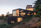 modern hill side house, Bailer hill house, contemporary architecture, residential architecture, Prentiss-Balance-Wickline, modern wood house, friday harbor, washington state architecture, house on slope,