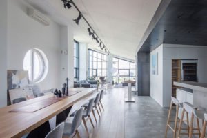 A modern example of the industrial interior design of penthouse in Kiev