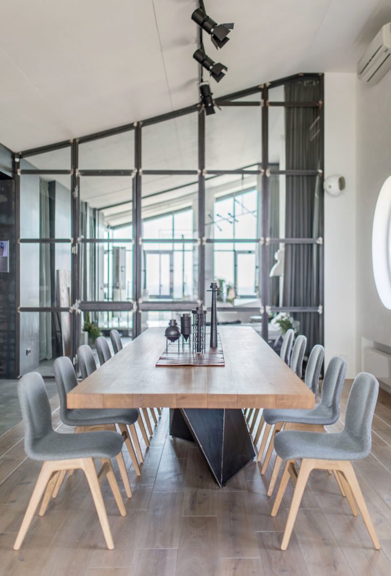 Picture of A modern example of the industrial interior design of penthouse in Kiev