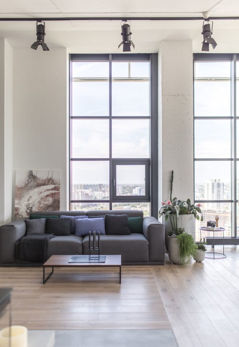 A modern example of the industrial interior design of penthouse in Kiev