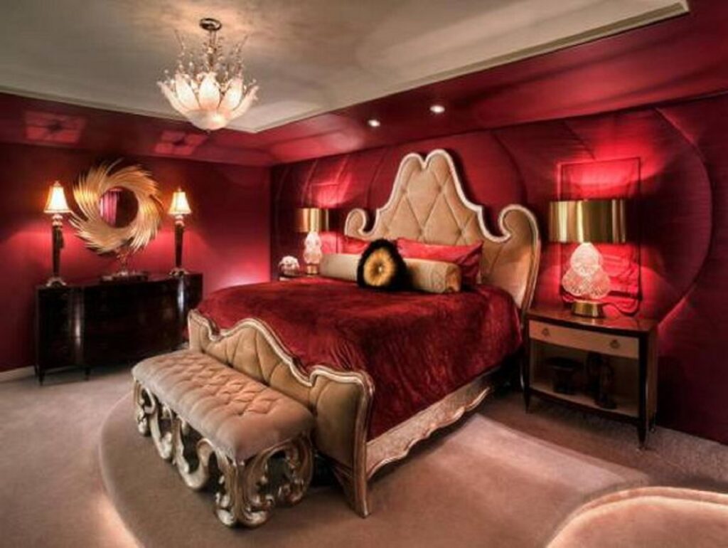 bed room paint, red bedroom,