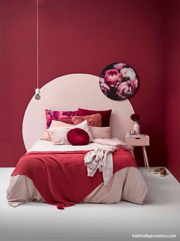 bed room paint, red bedroom,
