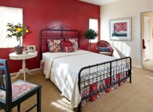 bed room paint, red bedroom,