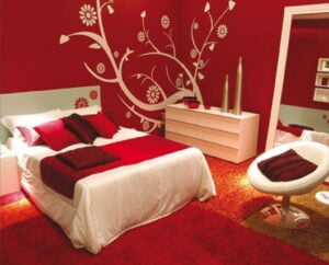 bed room paint, red bedroom,