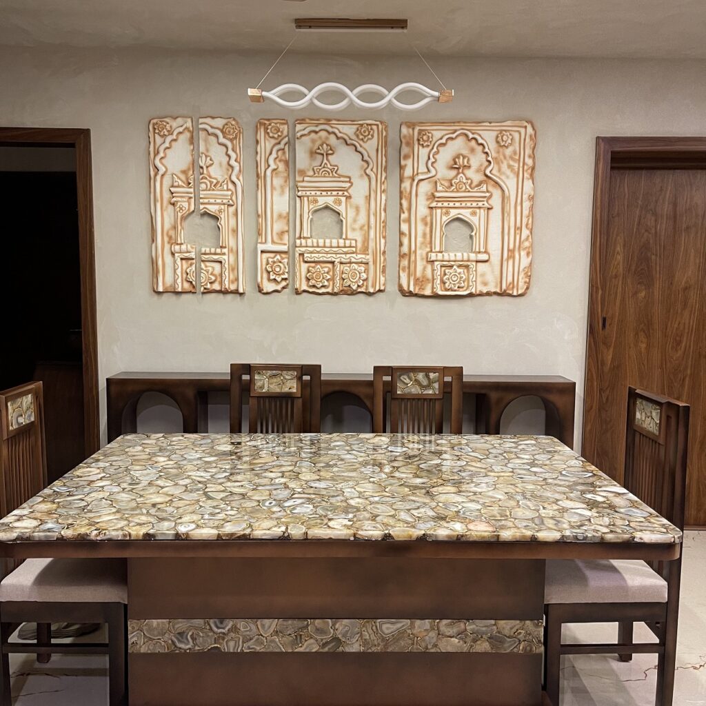 dining table with wooden furniture,